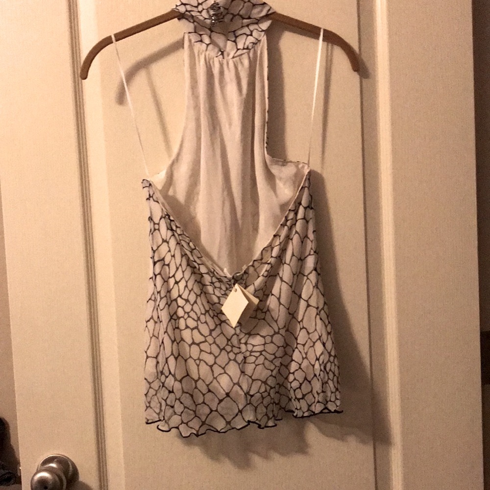 Lucy Agnes, Halter Top w/ Austrian Crystal Buttons (3) size Medium 100% Silk. - Picture 5 of 6
